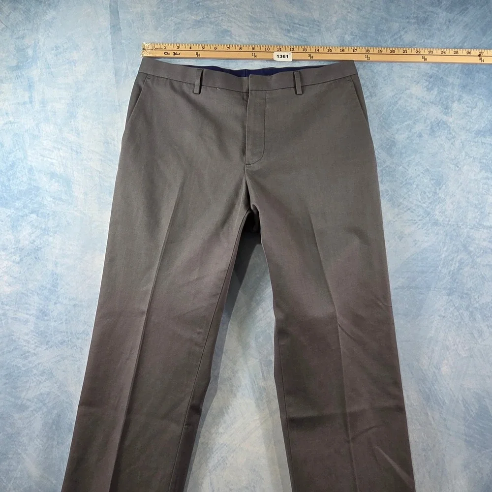Banana Republic Non-Iron Modern Slim Fit Pants Mens 33x32 Gray Micro Stripe Chin